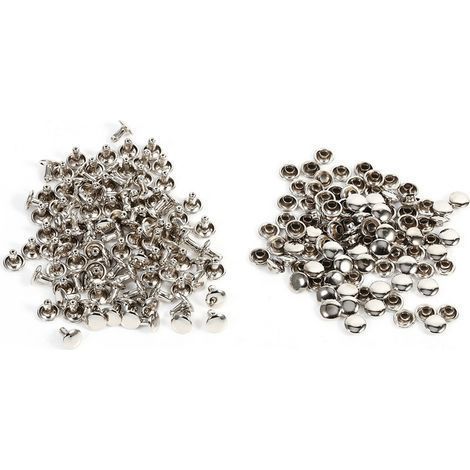 Packung mit 100 doppelt geköpften 8x8mm Metallnieten für Leder, Reparaturen, Ziernägel (Silber) (1/5)
