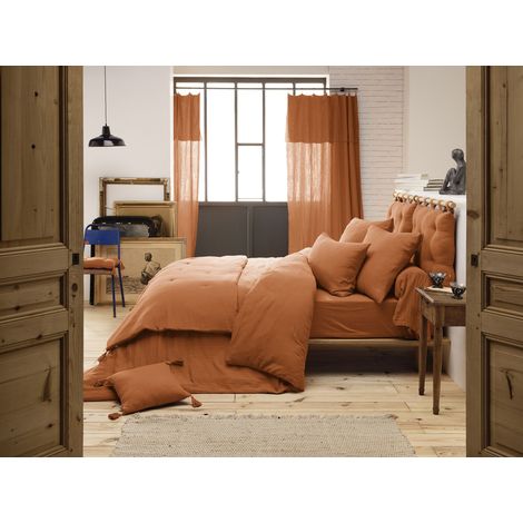 Housse de couette double gaze de coton 200 x 200 cm – GAÏA Abricot