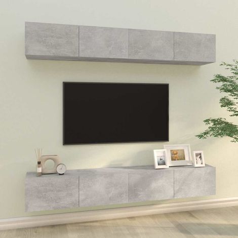 vidaXL Meubles TV muraux 4 pcs Gris béton 100x30x30 cm (1/5)
