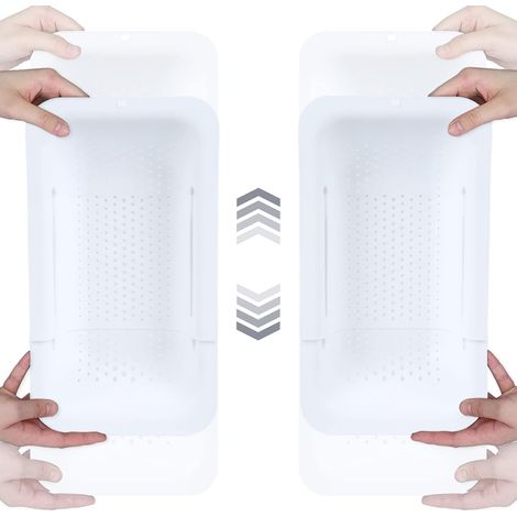 Lot de 2 Passoire Extensible Évier 35,6-48,3 Cm Blanc Pour Légumes Et Pâtes (1/5)