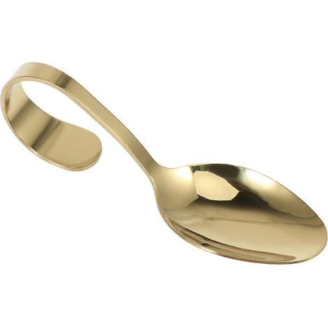 Edelstahllöffel mit gebogenem Griff, für Hotelbuffet oder Küche (gold) - Gold (1/3)