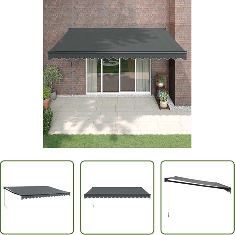 Terrassenmarkise - Markise Einziehbar Anthrazit 4x3 m Stoff und Aluminium (1/5)