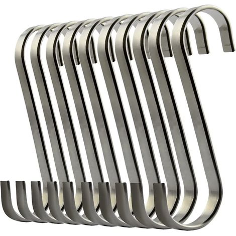 ZOLGINAH  Lot de 10 Crochets en S de Suspension en Acier Inoxydable pour la Batterie de Cuisine ou à Viande Boucher (NO.1) (1/5)