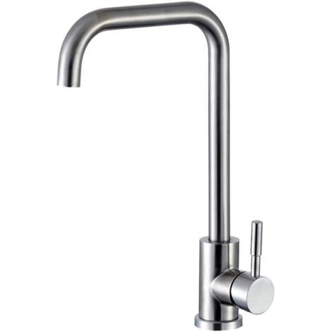 QORVA-Robinetterie de Cuisine en Acier Inoxydable avec Levier Simple Robinet d'Évier Pivotant à 360° Brossé mat (1/5)