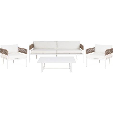 Elegante set di divani da giardino a 5 posti Divano in alluminio poliestere 2 sedie e tavolo Bianco Serla (1/5)