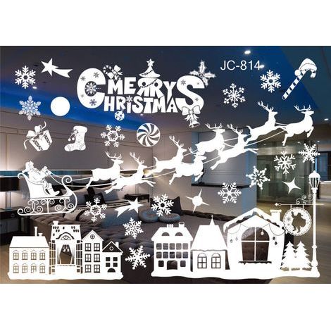 A-Noël Autocollants Fenetre NoëL Décoration Stickers Noel Deco Fenetre Décoration Fenetre Noel Deco pour Accueil/Boutique Décorations Autocollant Amovibles Statique Autocollants (Noël 3) (1/5)