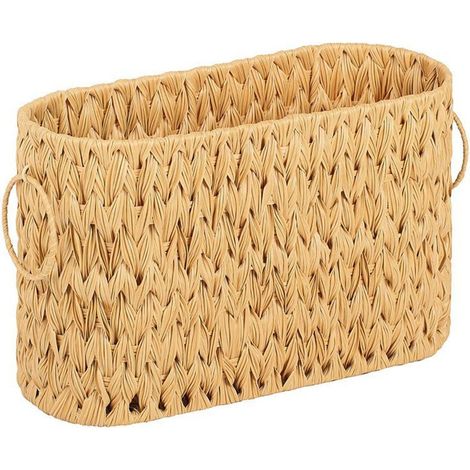 Panier de rangement pour papier toilette, boîte de rangement pour salle de bain, peut stocker des jouets et des livres, rotin durable, couleur lin (1/5)
