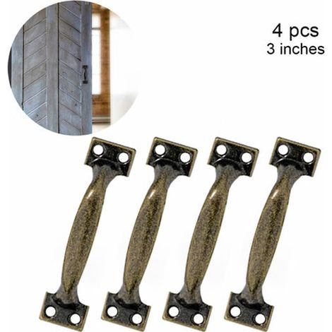 Lot de 4 poignées de porte de grange vertes, poignées de porte de clôture en bois, poignées de porte de cuisine/cabane/meuble rétro (1/5)