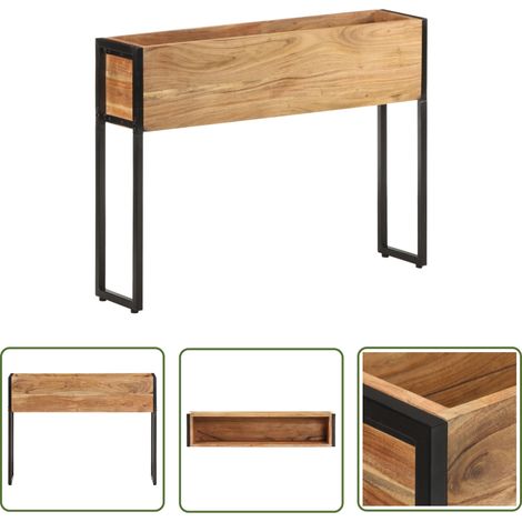 The Living Store Jardinière 90x20x68 cm Bois massif d'acacia - Jardinier - Pot De Fleurs - Plante - Acacia - Décoration Extérieure (1/5)