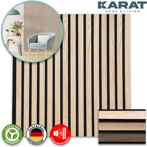 Floordirekt – Panneau acoustique en aspect bois 60 x 60 cm – Feutre, MDF et bois véritable – Absorption optimale du bruit – Installation rapide