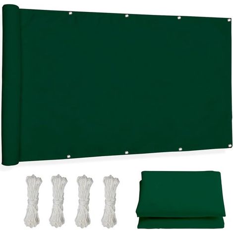 Tela de sombra impermeable de 0,9 x 3 m，lona de malla duradera，impermeable，con protección solar UV，verde oscuro (1/4)