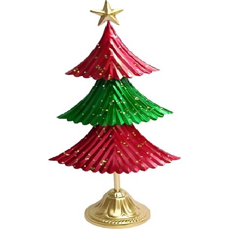 Albero di Natale Decorativo in Metallo Rosso e Verde con Base Dorata e Stella ALTO46 cm  Decorazione Natalizia da Tavolo  Design Moderno