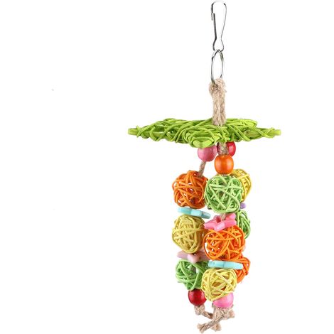 Jouet À Mâcher Pour Perroquet - Balançoire En Rotin Colorée - Accessoire De Cage Pour Oiseaux - 1 Pièce (1/5)
