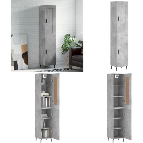 Buffet haut Gris béton 34,5x34x180 cm Bois d'ingénierie - Buffet Design Moderne - Meuble Rangement Gris - Armoire Cuisine - Buffet Bas - Buffet Haut - Home & Living (1/5)