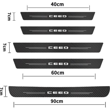 (CEED pour 5 pièces) Autocollant de seuil de porte en fibre de carbone pour Kia Rio,Cadenza,Ceed,Forte,K9,Optima,Picanto Accessoire de revêtement de seuil en fibre de carbone (1/3)
