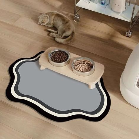 Alfombrillas comer gatos perros, alfombrillas comer resistentes salpicaduras manchas, alfombrillas fáciles limpiar antideslizantes, 4060 cm (1/5)