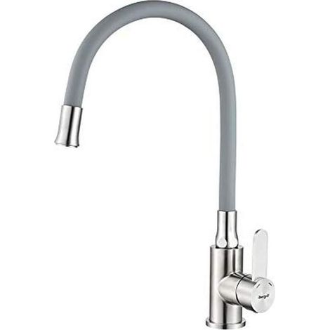 Mitigeur Évier avec Bec Flexible, Robinet de Cuisine, Inox (1/5)