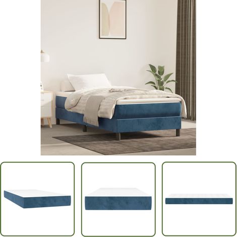 The Living Store Matelas de lit à ressorts ensachés Bleu foncé 80x200x20 cm - Matelas À Ressorts Ensachés - Matelas Velours - Matelas Double - Matelas Confort - Literie (1/5)