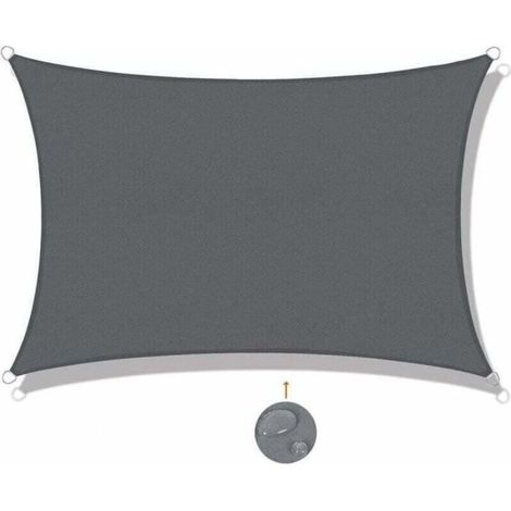 Voile d'ombrage - KZQ - Rectangulaire 3x5m - Imperméable - 98% UV - Facile à installer (1/4)