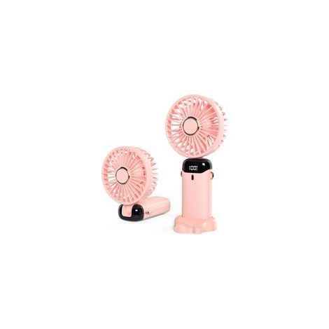 Mini-Tischventilator mit USB-Anschluss, kleiner Tischventilator mit 5 Geschwindigkeitsstufen und 3000-mAh-USB-Akku, faltbarer elektrischer Ventilator für Reisen, Büro und Zuhause (rosa) (1/5)