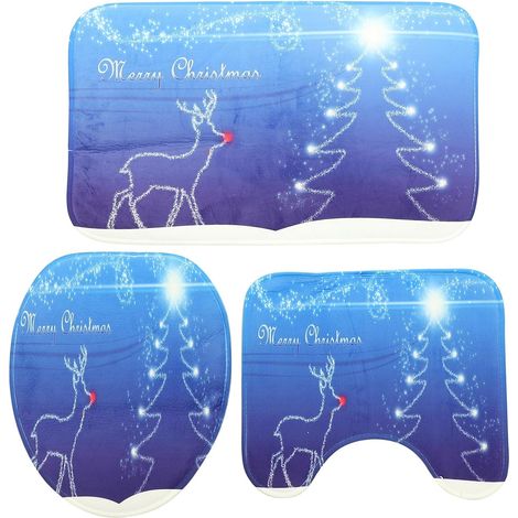 Lot de 3 Set de Tapis de Sol Antidérapants Noël Tapis de Piédestal (1/5)