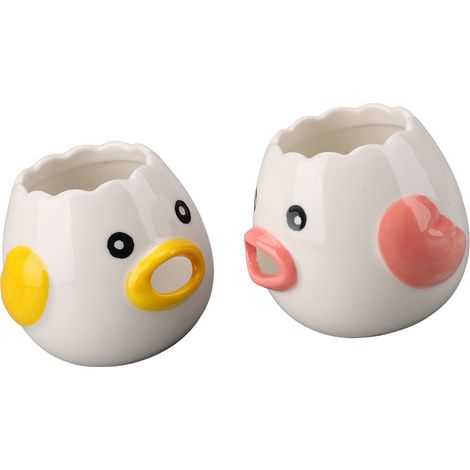Set mit 2 rosa-gelben Eiertrennern aus Keramik, Eigelbfilter für die heimische Küche (1/5)