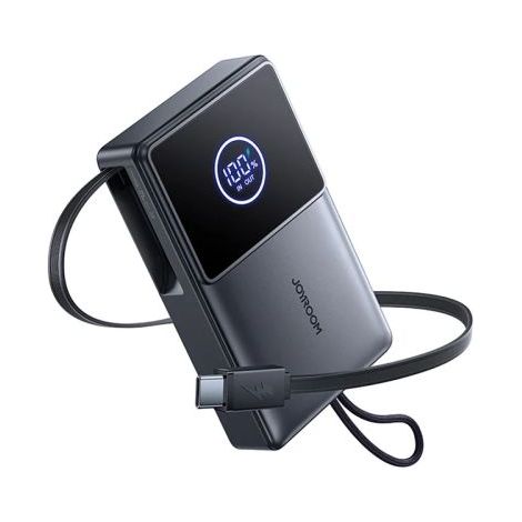 Joyroom Power Bank with Digital Display, C+U+U, PD 22.5W, 10000 mAh with Built-in Retractable Typle-C cable (0.7m) Black (JR-PR1) Black