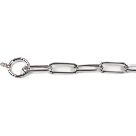 60 x 4 cm collare: Collare a strozzo in acciaio inox a maglia lunga per cani