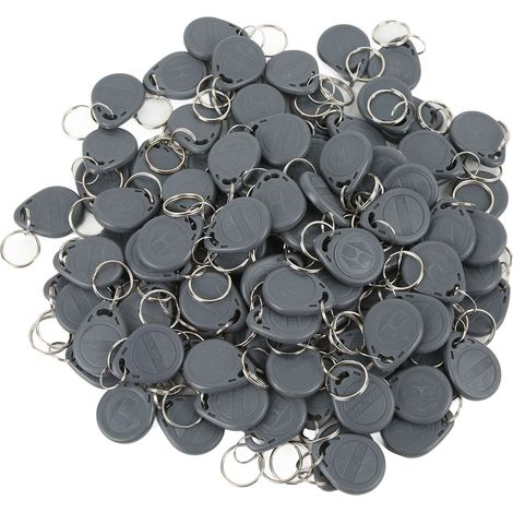 Lot de 100 porte-clés RFID à induction sensible, étanches, 125 kHz, pour le contrôle d'accès aux parkings et aux résidences (gris). (1/5)