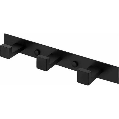 Wall-mounted coat rack with 3 hooks for the bathroom, wall-mounted coat rack, coat hooks, stainless steel SUS304, matte black (1/5)