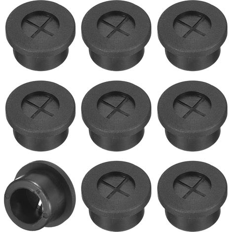 APEX Lot de 12 œillets de câble de bureau en caoutchouc flexible de 16 mm pour bureau et plans de travail, organiseur de fils silencieux avec port de câble serré – Noir (1/5)