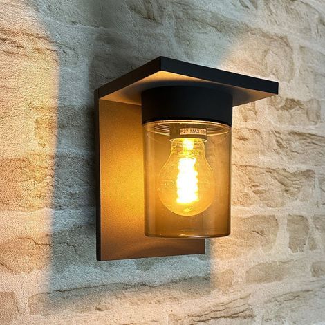 Arum Lighting – Applique extérieure E27 gris anthracite – Fonte d'aluminium – IP54 – Diffuseur polycarbonate fumé – Ampoule LED max 15W non fournie