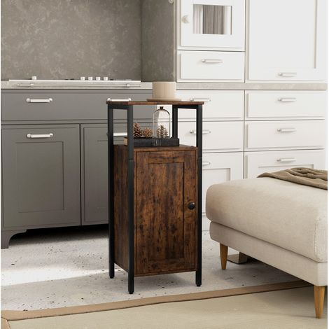 MEUBLIV Beistelltisch 34x30x80 cm braun – Stauraum mit Magnetschranktür (1/5)