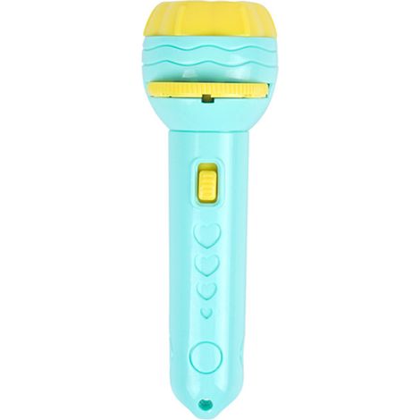 Lampe de poche projecteur avec 3 cartes, affichant 24 images claires de dinosaures, fruits et chiffres, jouet apaisant pour bébés et tout-petits, couleur cyan. (1/5)