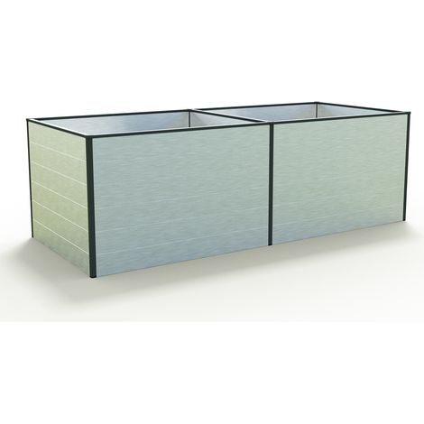 GFP Hochbeet Kräuter-Gemüse-Beet KINGSIZE DANIELA Aluminium - 235 x 99 x 77 cm - Alu natur - formstabil und witterungsbeständig mit Aluminium-Hohlkammerprofilen