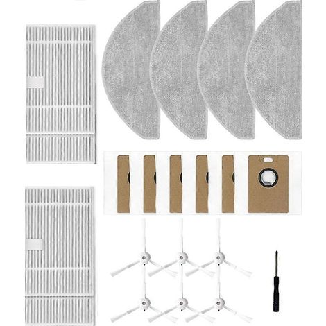 Set mit 21 Ersatzteilen für den Narwal Freo S Saugroboter: HEPA-Filter, Reinigungstuch, Staubbeutel und Seitenbürste. (1/5)