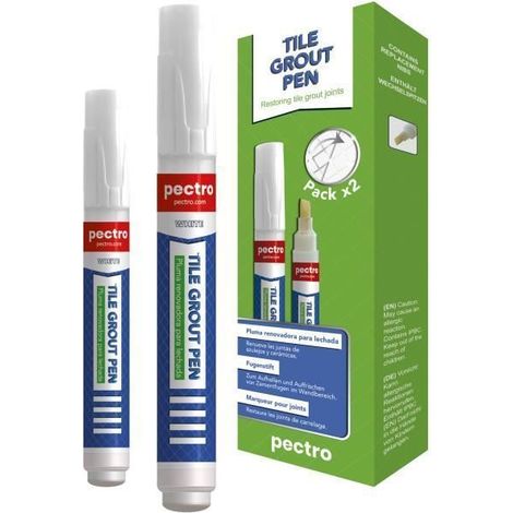 Marcador para juntas de azulejos - PECTRO - Blanco - Paquete de 2 - Antimoho - Fácil de usar