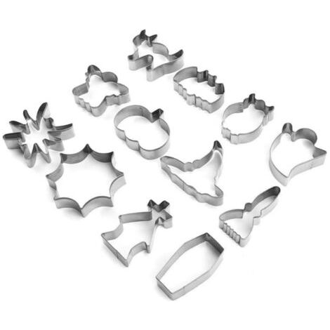 Halloween-Ausstechformen, 12-teiliges Set aus Edelstahl, zum Backen, für selbstgemachte Halloween-Keksdekorationen, Halloween-Kekse, Geschenke für Kinder