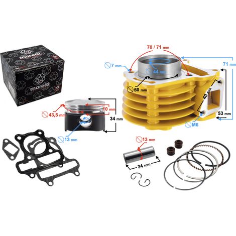 Moretti 60cc Zylinder für Huragan 5 Roller mit liegendem Motor/gelb (1/5)