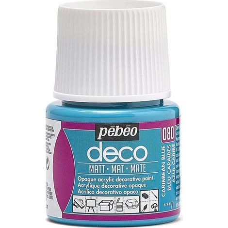 Peinture acrylique - Pébéo - P.BO Déco - Bleu caraïbe - Mat - 45ml (1/4)