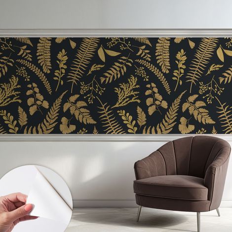 Papier peint autocollant adhésif installation rapide du papier peint durable et résistante Feuilles botaniques 250x104 cm (1/5)