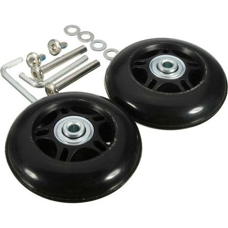 Roulettes de rechange pour bagages - 60 mm x 24 mm - Lot de 2 - Roulettes universelles en caoutchouc - Roulettes pivotantes universelles - Roulettes de rechange pour bagages - Noires (1/5)