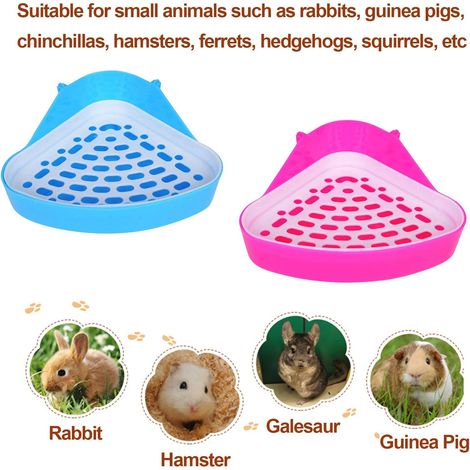 Bac À Litière Triangulaire En Plastique Pour Lapin, Chinchilla, Hamster, Furet, Petit Animal (Rose Ou Bleu)
