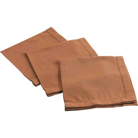 Lot de 3 Serviettes de Table "Charline" 40x40cm Mocha
