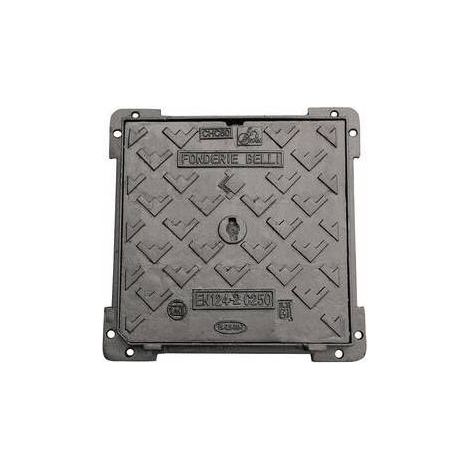 Couvercle en fonte sphéroïdale C250 – Dimensions 40 x 40 cm – Résistance à la rupture 250 kN – Conforme norme EN 124 – Senza