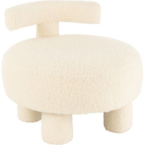 Pouf Design avec Dossier "Bouclette" 52cm Blanc (1/5)