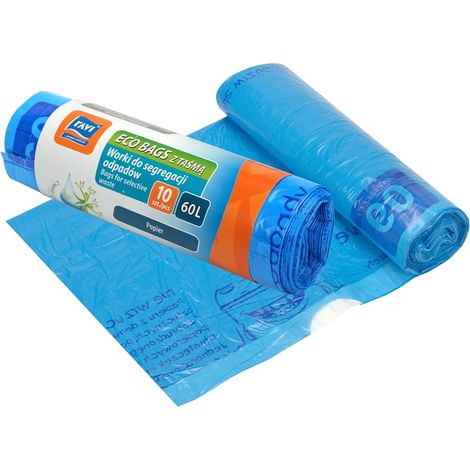 Bolsas ecológicas para la separación de residuos de papel y cartón, color azul, 60 l, 10 unidades.