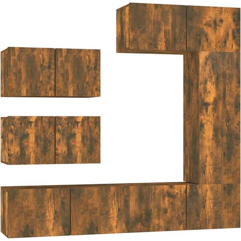 Maison Exclusive - Set di Mobili Porta TV 6 pz Rovere Fumo in Legno Multistrato (1/5)