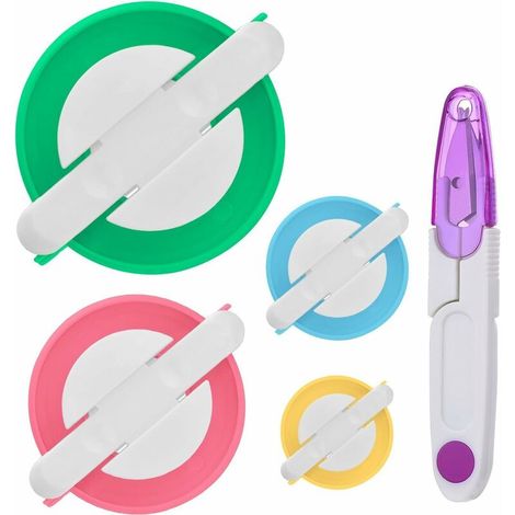 Máquina De Pompones MINKUROW - 4 Tamaños Diferentes - Herramienta Para Hacer Pompones - Herramienta De Tejer Con Tijeras (1/5)