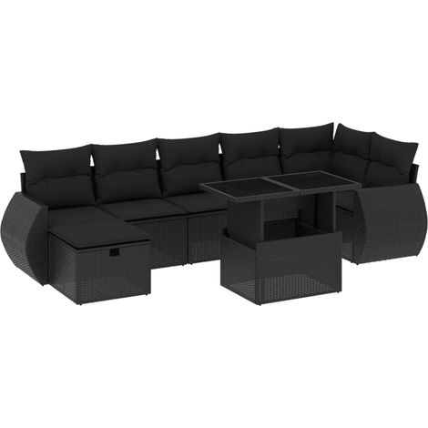 Set Divani da Giardino con Cuscini 8 pz Nero in Polyrattan vidaXL (1/5)